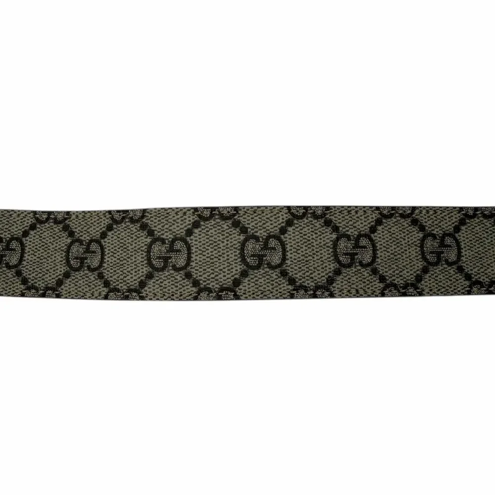 Gucci Canvas Monogram GG Buckle Supreme Leather Belt Brown Size 85cm/34